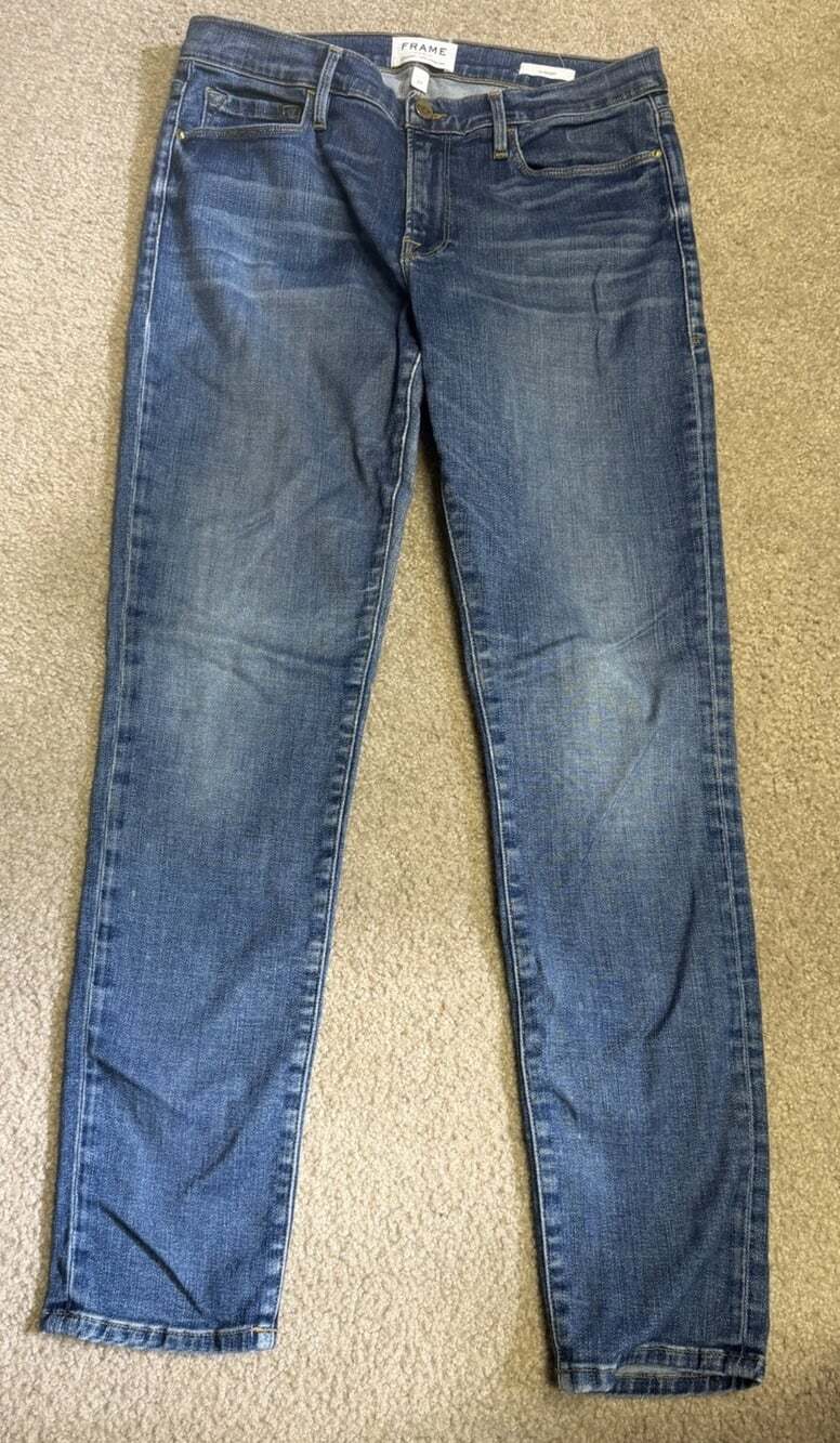 FRAME Le Garcon Jeans Womens 27 Light Wash Skinny Straight Ankle Denim Blue